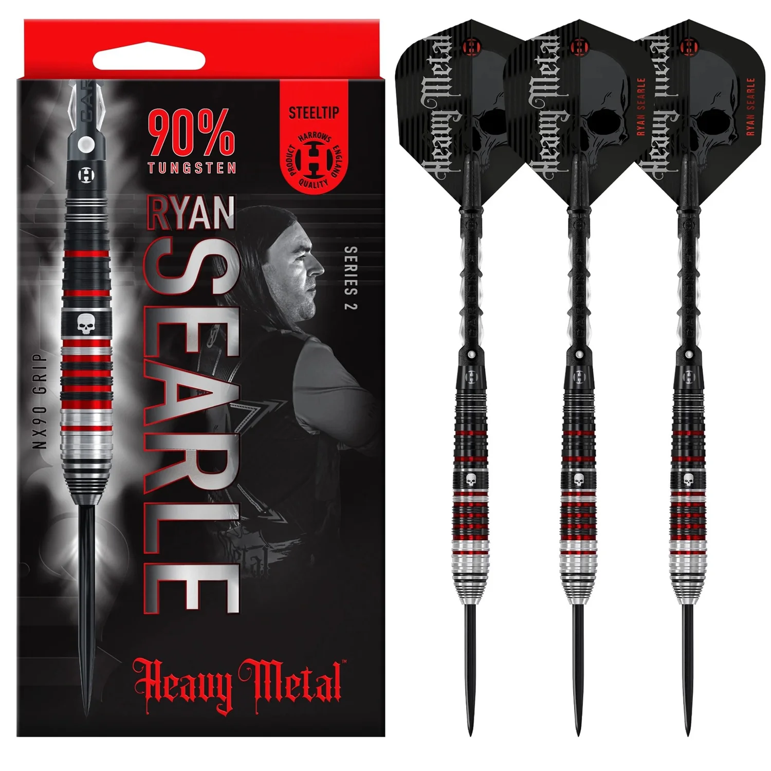 HARROWS RYAN 'HEAVY METAL' SEARLE SERIES 2 STEEL TIP DARTS SET
